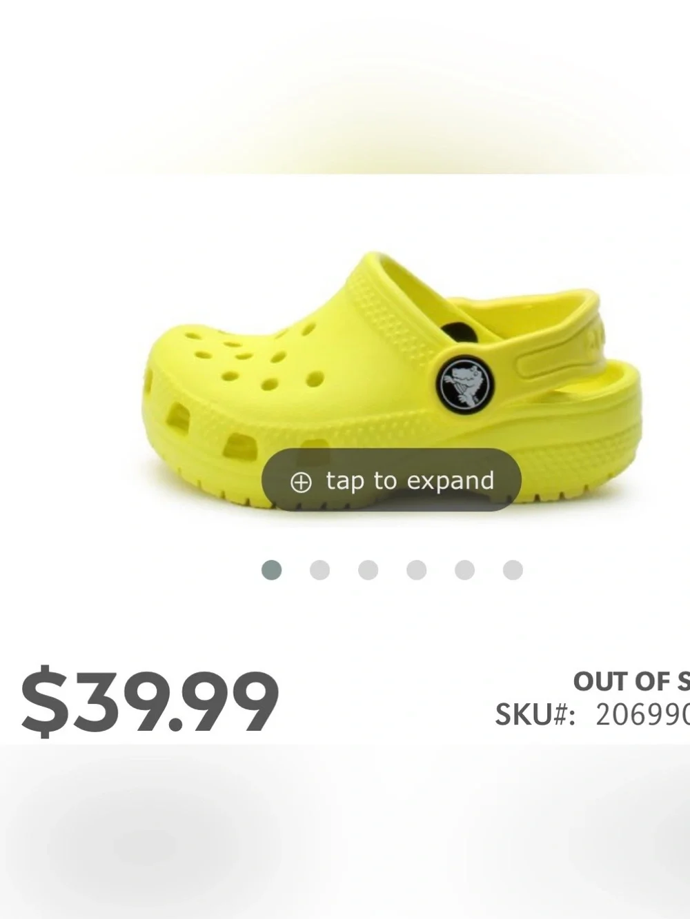 CROCS Kids' Classic Clog - Bright Yellow, Like New, Sz. C5.